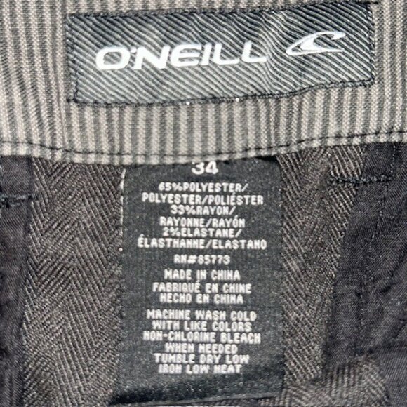 ONeill Shorts Mens 34 Dark Gray Chino Skater Flat Front 2 Tone 9" Inseam - Picture 2 of 3